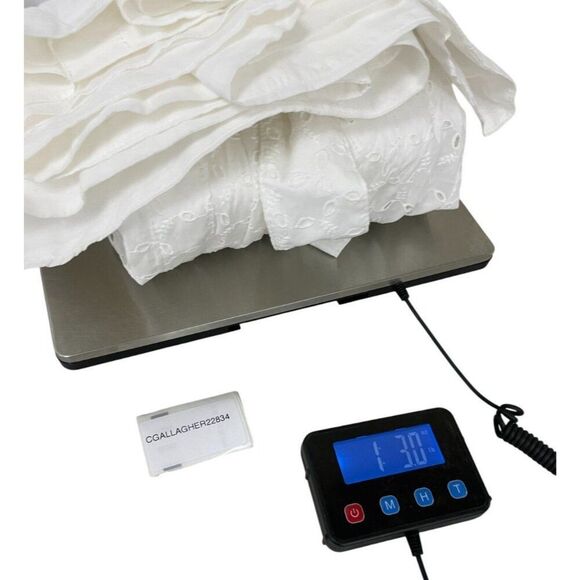 Zara Womens Midi Shirt Dress XXL 2XL White Eyelet Belted Short Sleeve NWOT - Picture 8 of 8